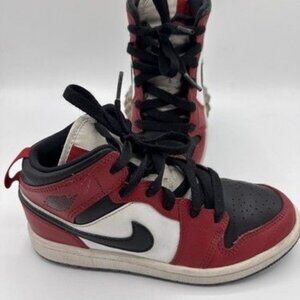 LOOK!!! Nike Air Jordan Retro 1 Mid PS Chicago Black Toe 640734 069 Youth  1.5Y